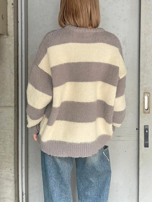 BIGボーダーニットトップス